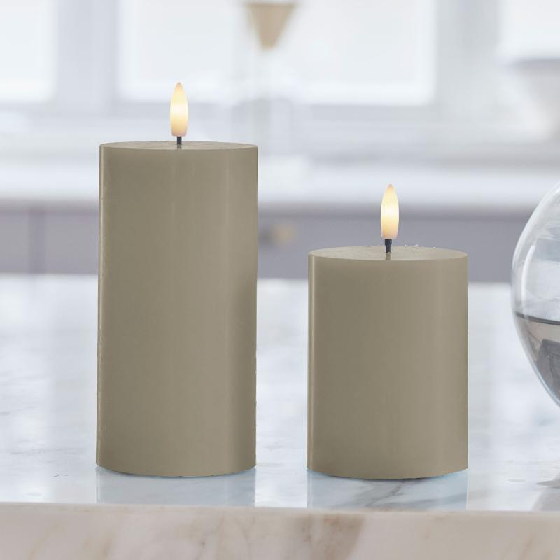 Sirius Sille Bloklys i Warm Grey med 10 cm og 12,5 cm højde