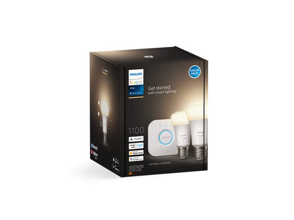 Philips Hue startsæt 2 x E27 1100LM 9.5W inkl Hue Bridge