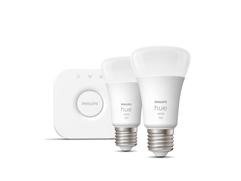 Philips Hue startsæt 2 x E27 1100LM 9.5W inkl Hue Bridge