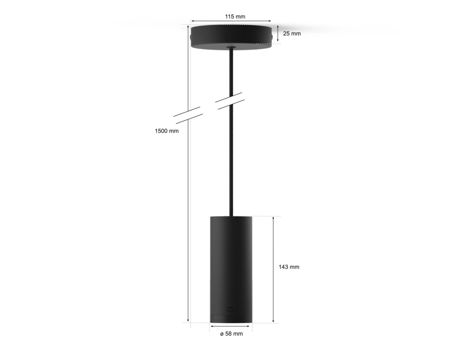 Philips Hue ophæng sort pendel E27 u. pære
