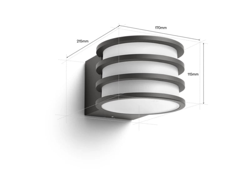 Philips Hue Lucca Væglampe 11W 1100lm E27 WCA Antrasit