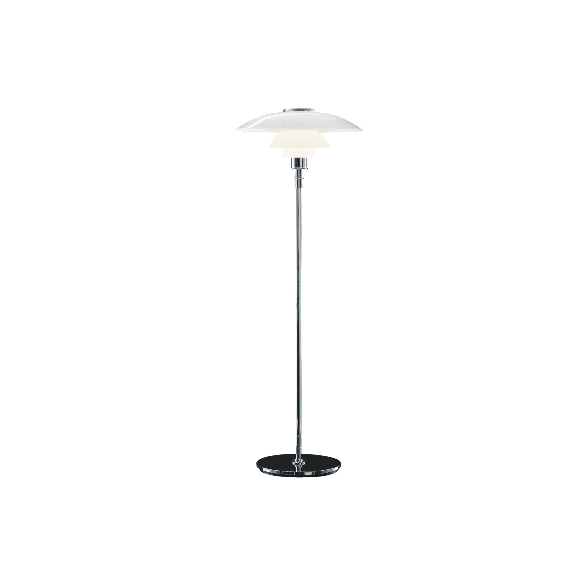 PH 4½-3½ Glas Gulvlampe Højglansforkromet