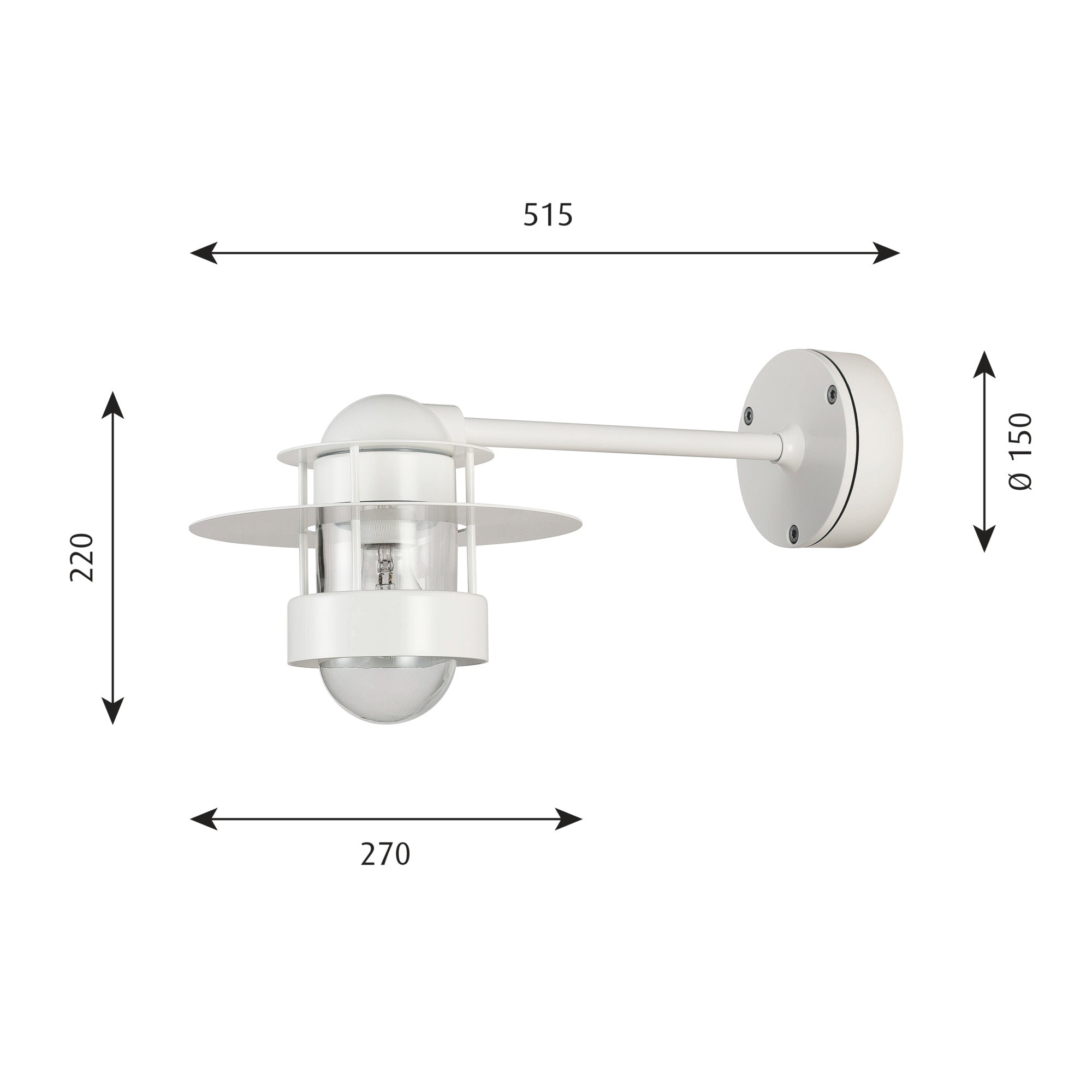Albertslund Væg Lang Hvid E27 100W