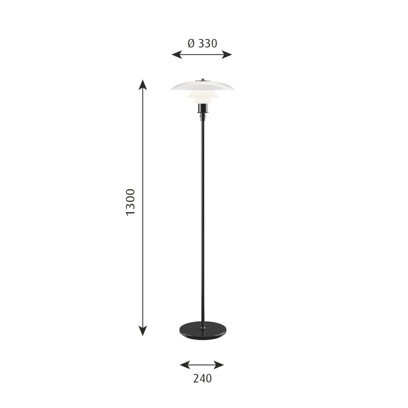 PH 3½-2½ Gulvlampe Sort Metalliseret