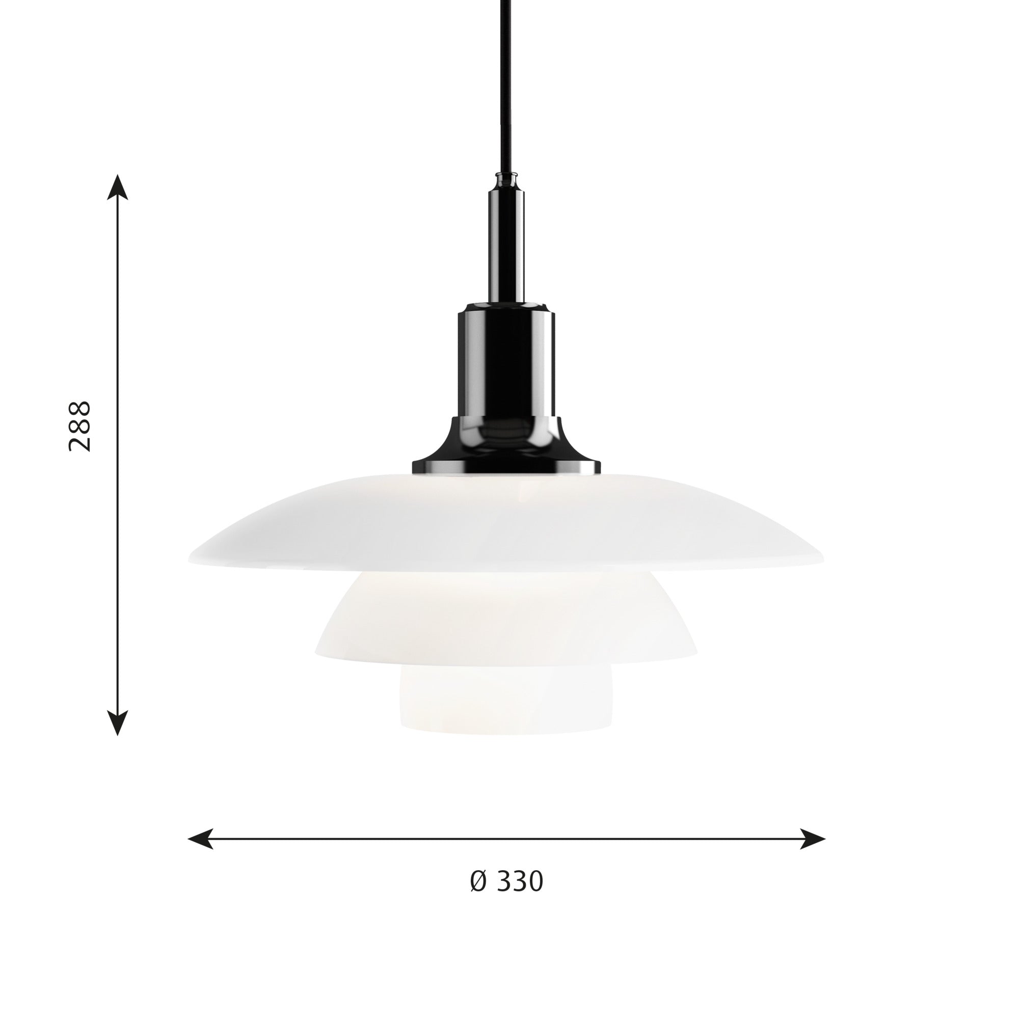 Eksklusiv PH 3½-3 Glas Pendel Sort