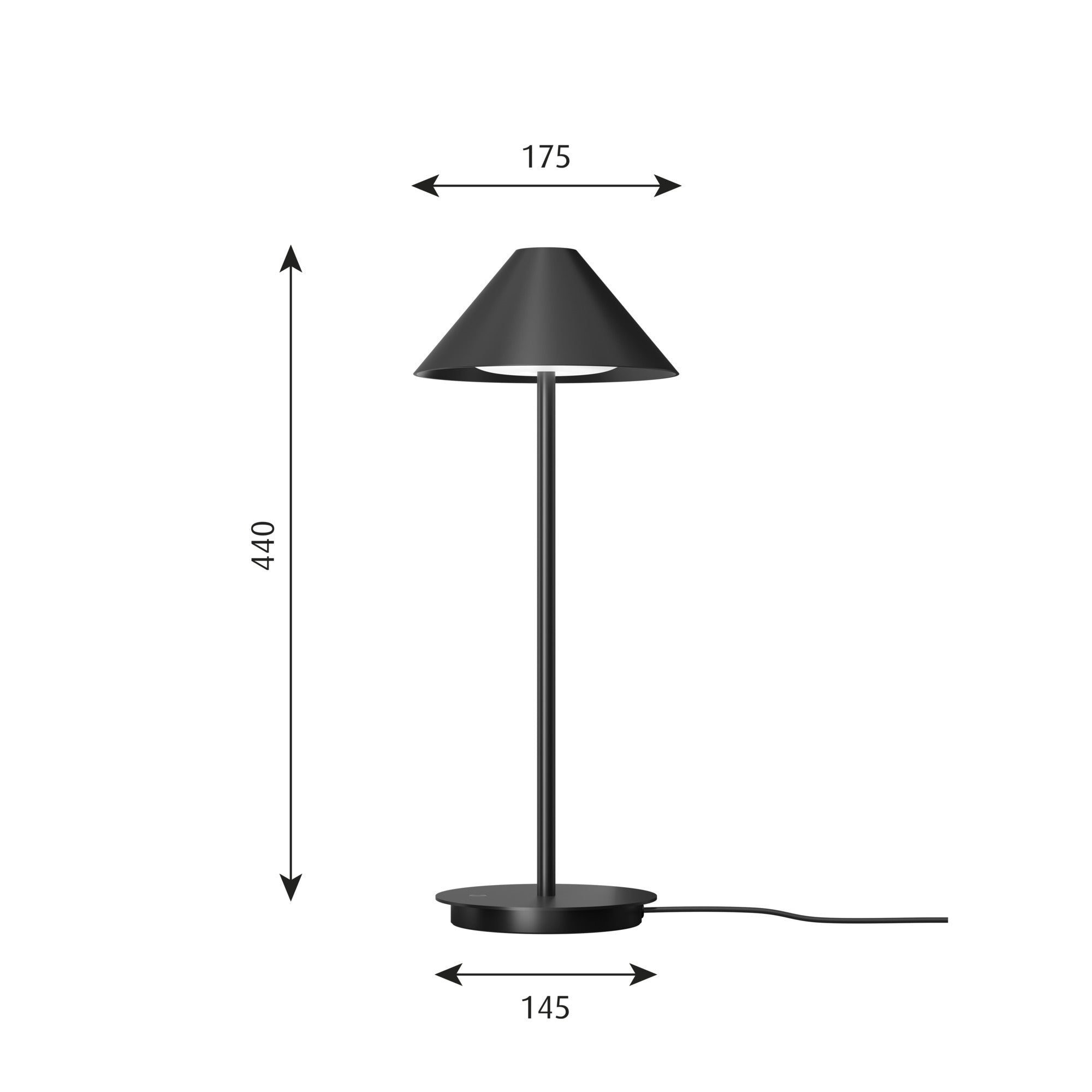 Keglen 175 sort LED bordlampe m fod