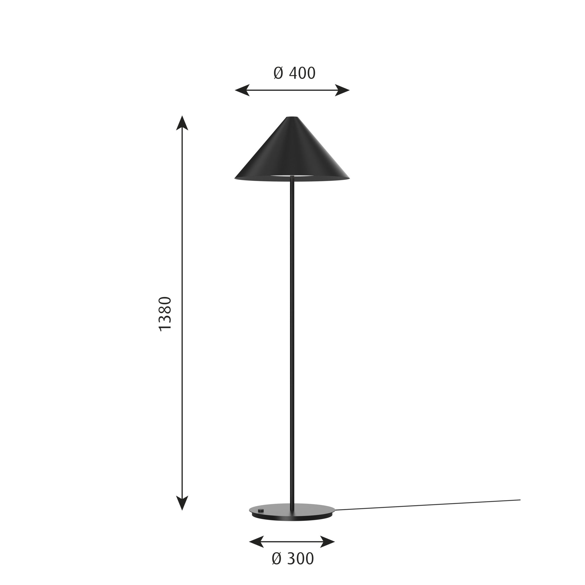 Keglen 400 sort LED gulvlampe