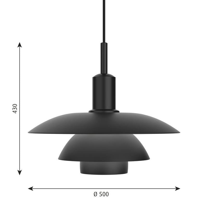 PH 5/5 Pendel Metal Sort 2700K Fase Dæmp