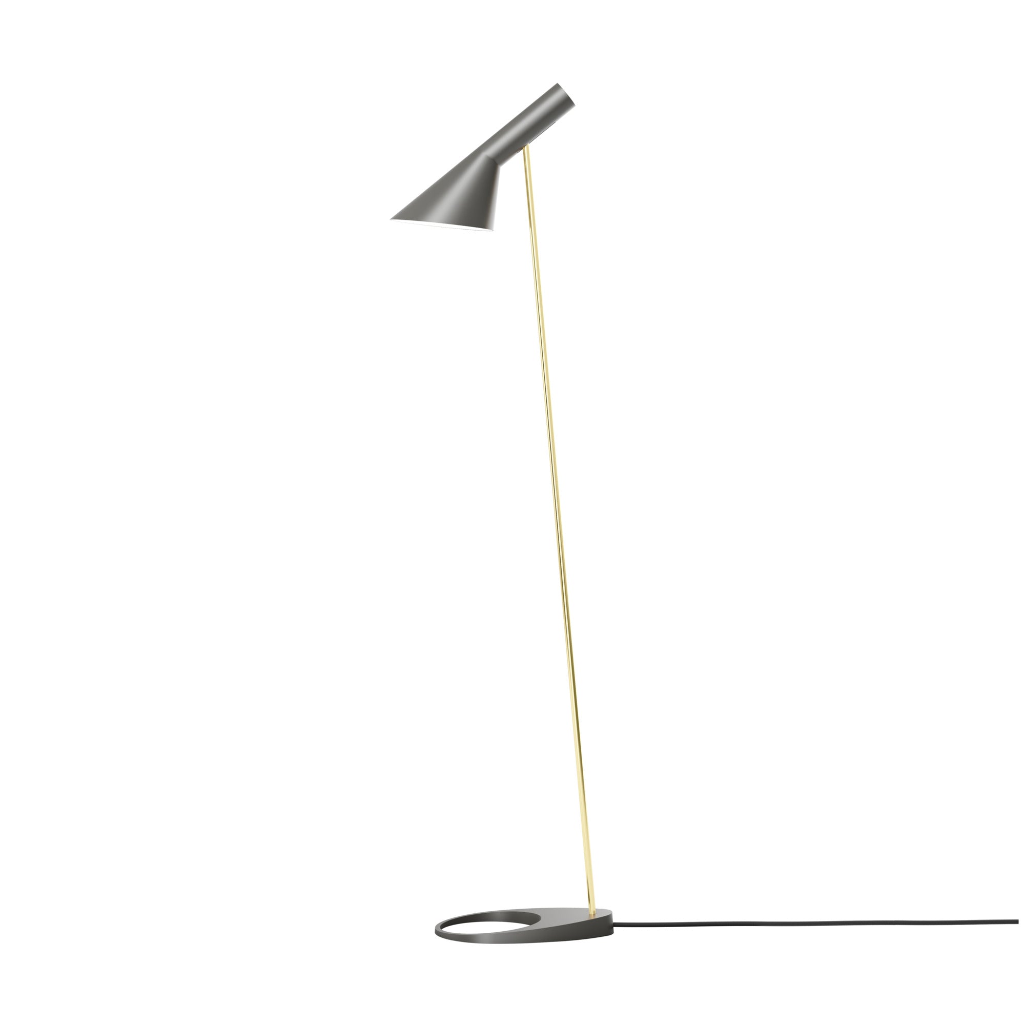 Louis Poulsen AJ Gulvlampe Messing/Warm Grey i tændt tilstand