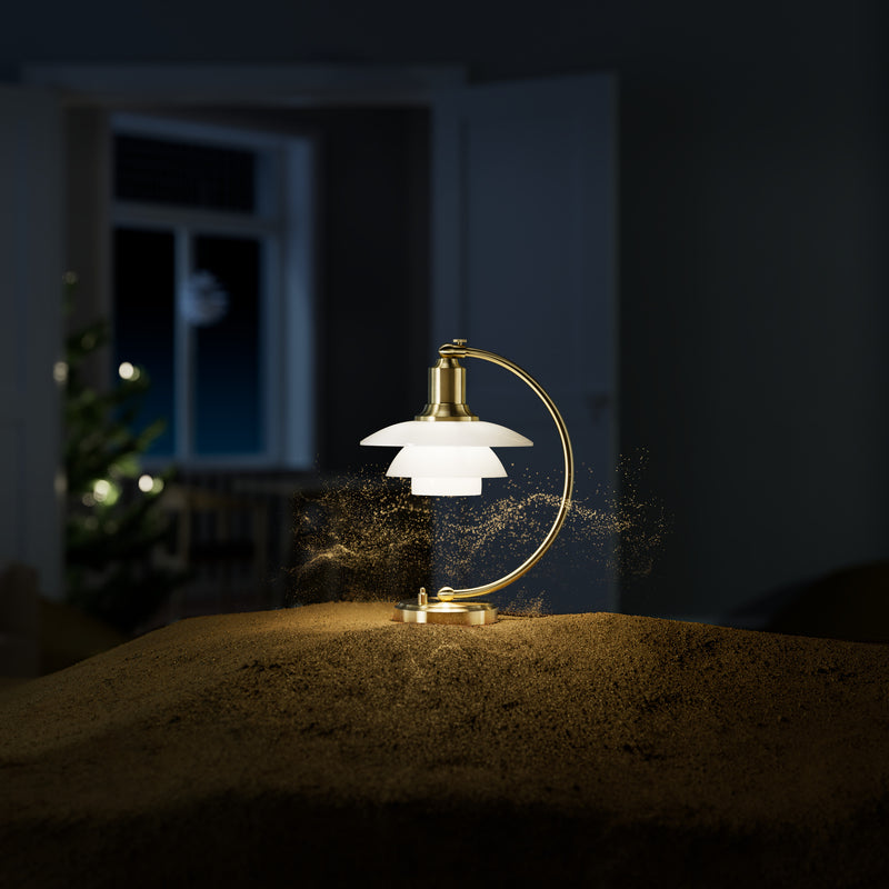 PH 2/2 Luna Bordlampe E27 Messing opal