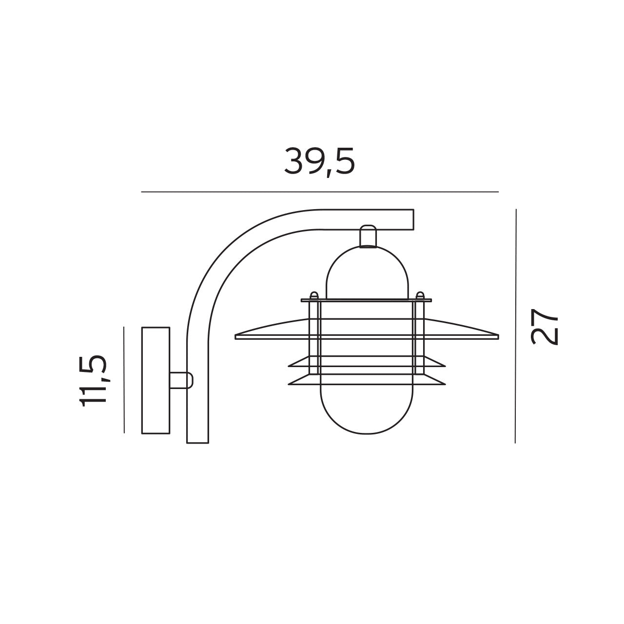 Norlys Oslo galvaniseret stål, E27 IP55 57W - Udendørslampe