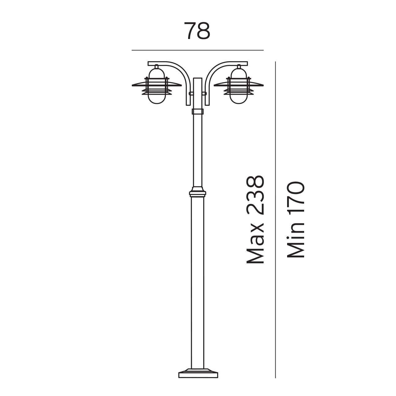 Norlys Oslo Sort, E27 IP55 2 x 57W - Udendørslampe