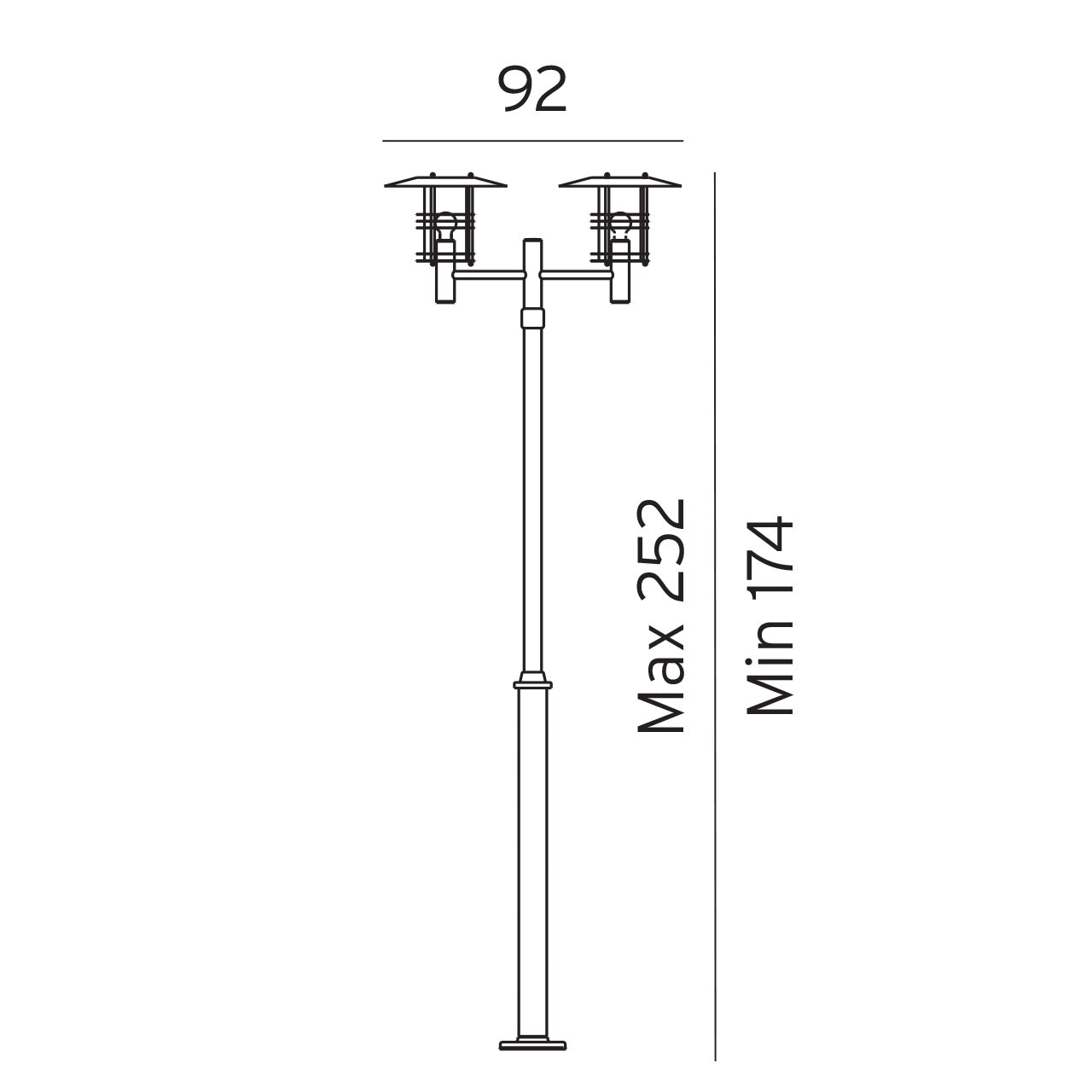 Norlys Stockholm galvaniseret stål, E27 IP54 2 x 77W 252CM - Udendørslampe
