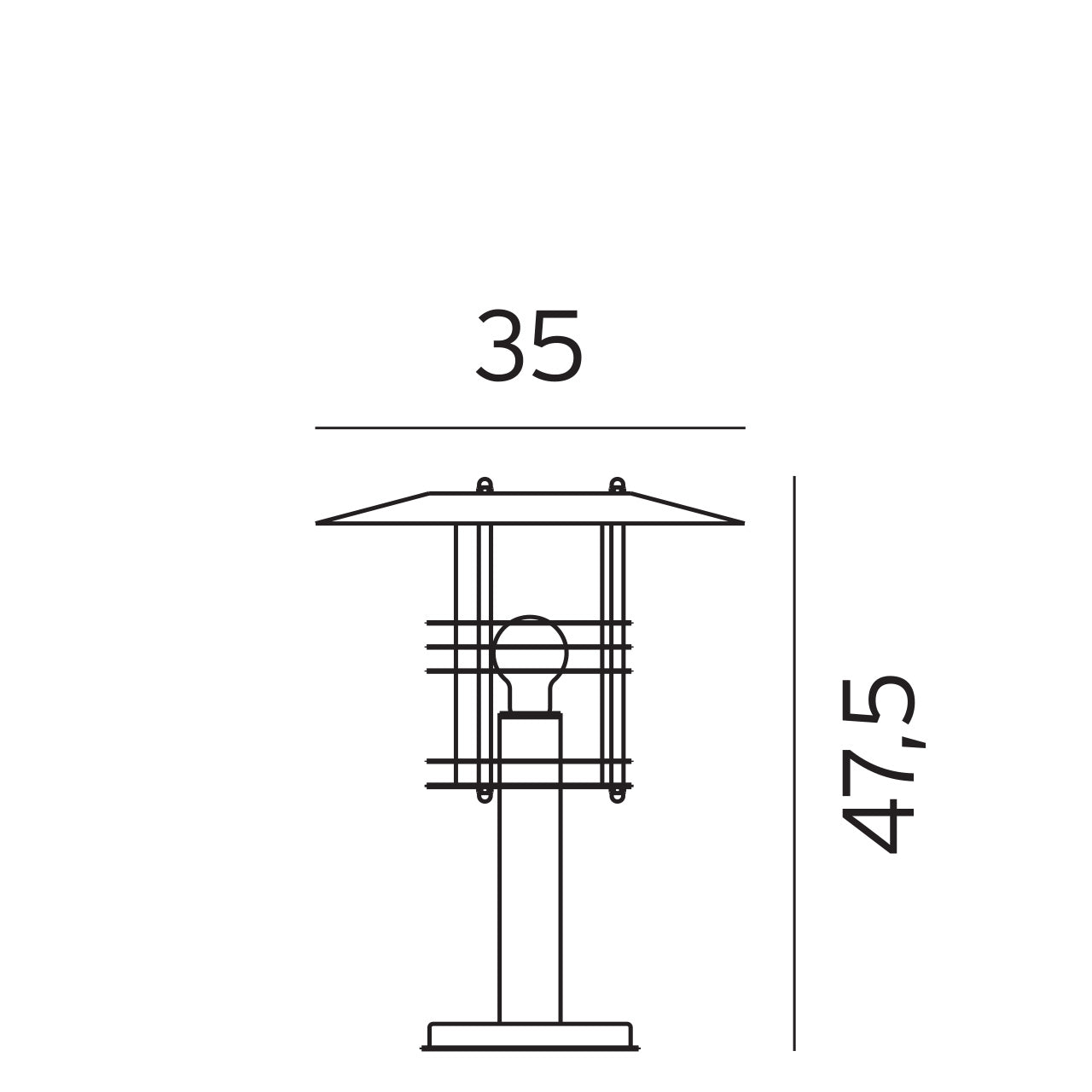 Norlys Stockholm galvaniseret stål, E27 IP54 46W 47.5CM - Udendørslampe