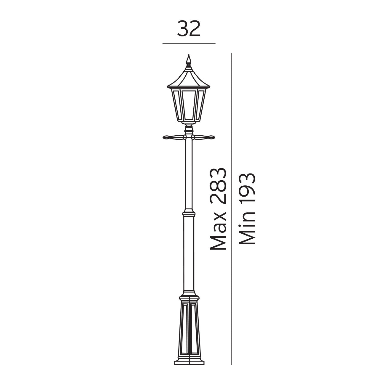 Norlys Modena Stolpe Sort, E27 IP54 77W - Udendørslampe
