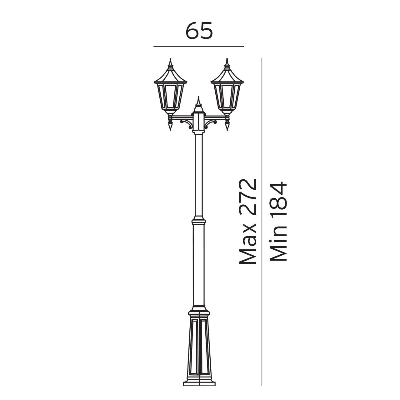 Norlys Modena Stolpe Hvid, E27 IP54 2x77W - Udendørslampe