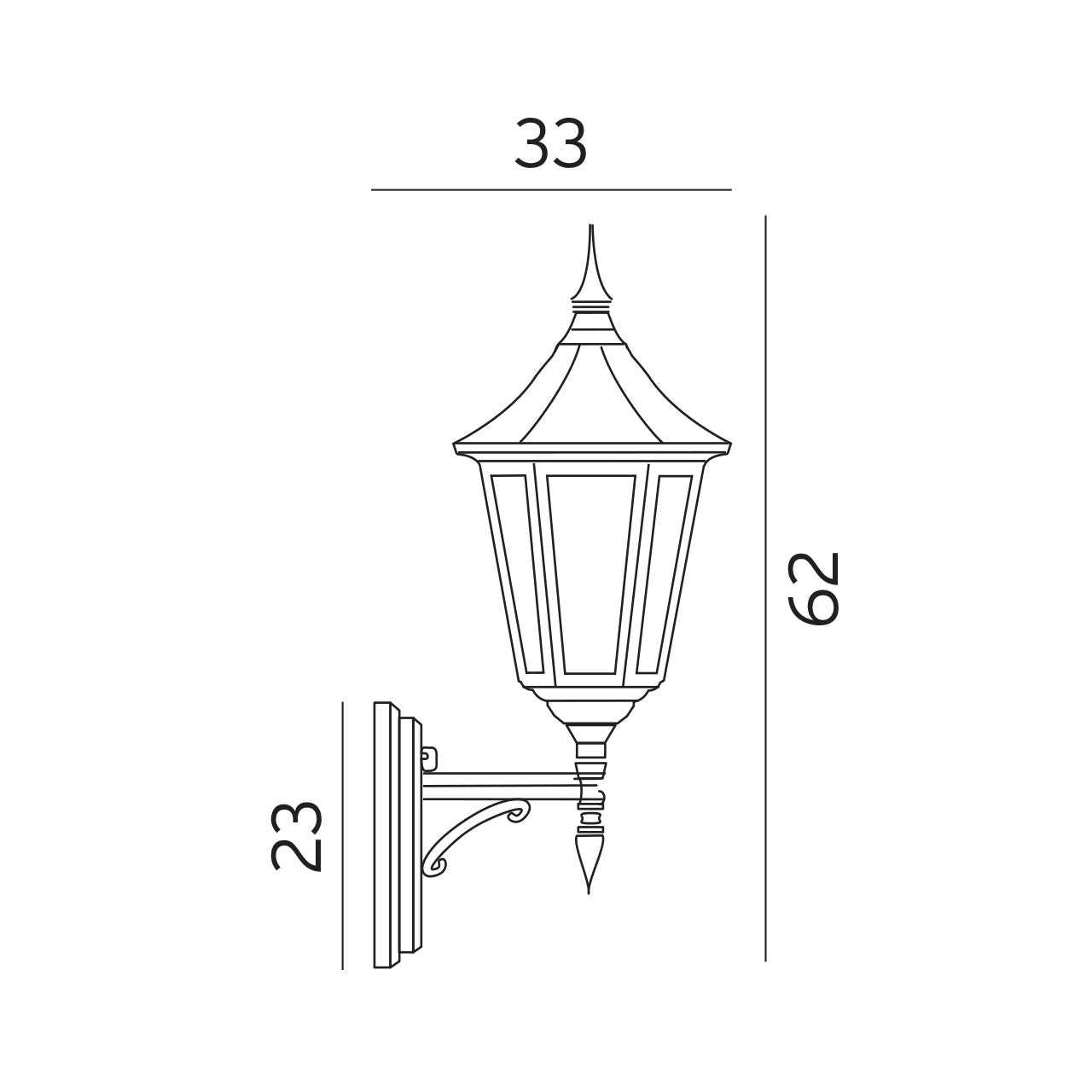 Norlys Modena Væg Sort, E27 IP54 77W - Udendørslampe