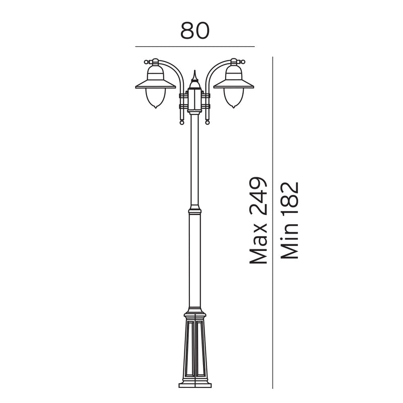 Norlys Como sort, E27 IP54 2 x 57W - Udendørslampe