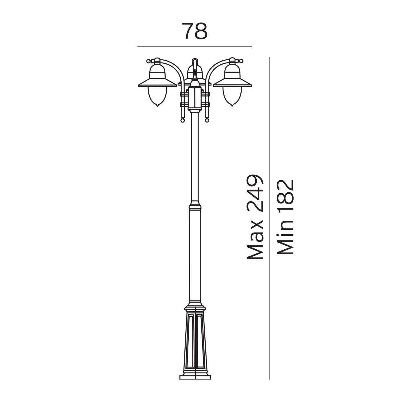 Norlys Como sort, E27 IP54 3 x 57W - Udendørslampe