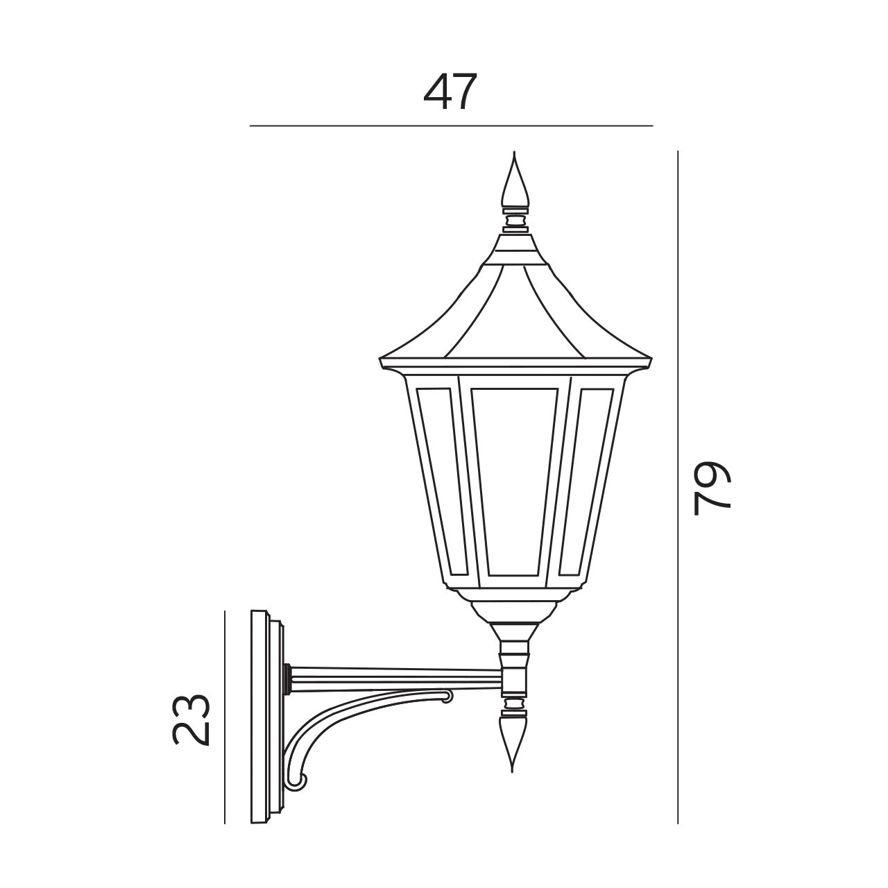 Norlys Modena Væg Big Sort, E27 IP54 77W - Udendørslampe