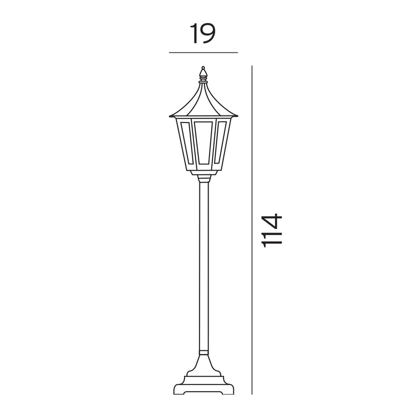 Norlys Rimini Sort, E27 IP54 46W 114 CM - Udendørslampe