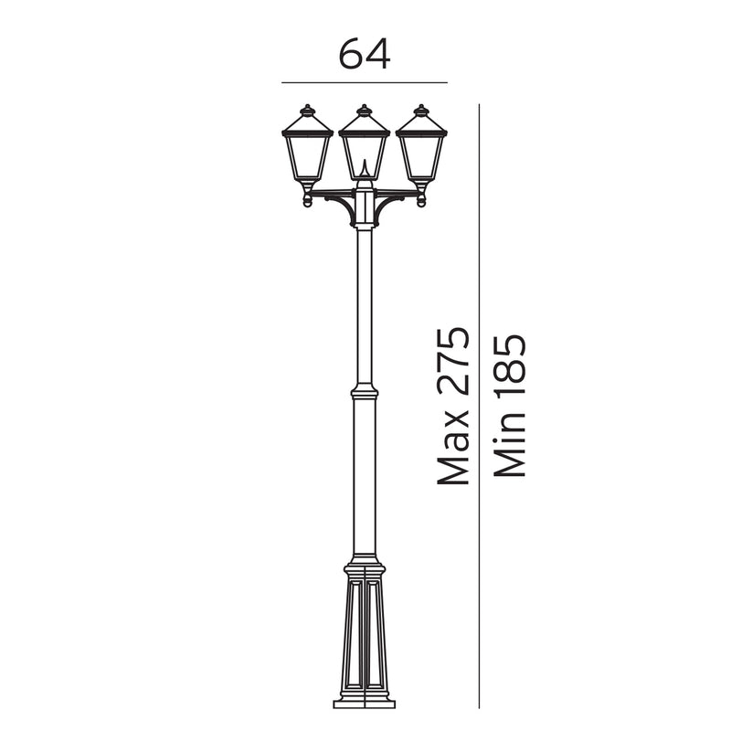 Norlys London Sort, 3 x E27 IP54 - Udendørslampe