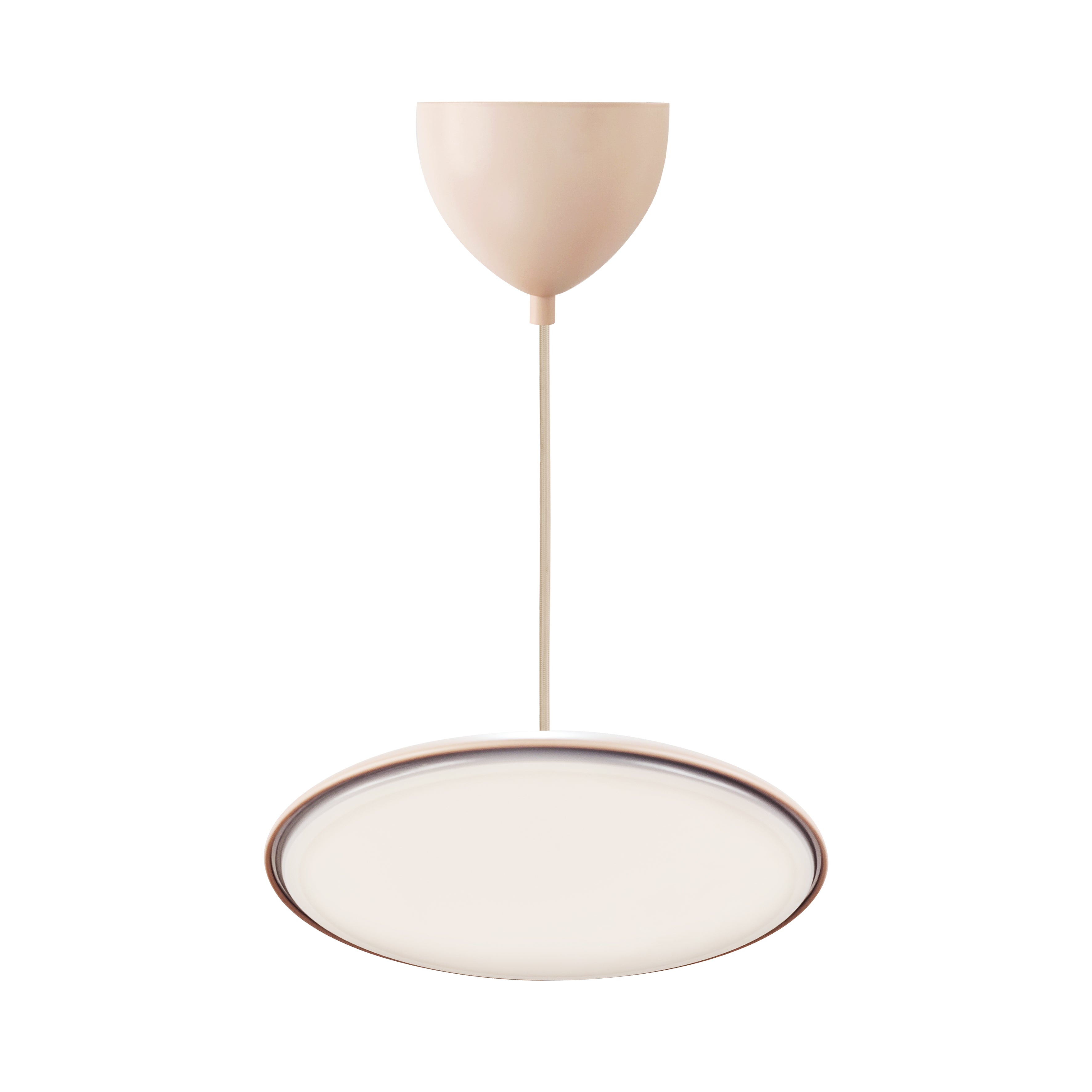 Nordlux Artist 40 Pendel i Støvet Rosa med lampehovedet vippet op så du kan se LED modulet