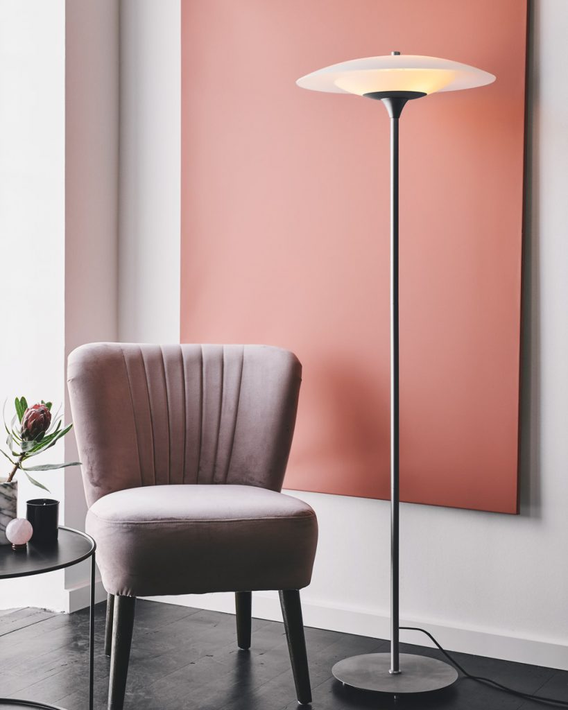 Baroni Ø46 Gulvlampe - Opal/Sort