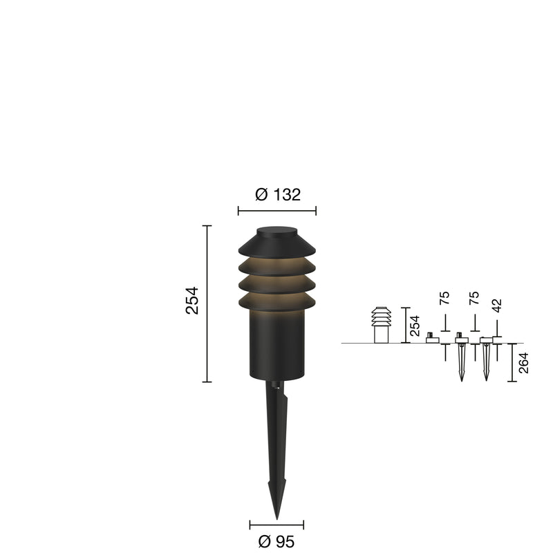 Bysted Garden Pullert Lav Spyd u Adapter m Connector LED 14W 2700K Sort