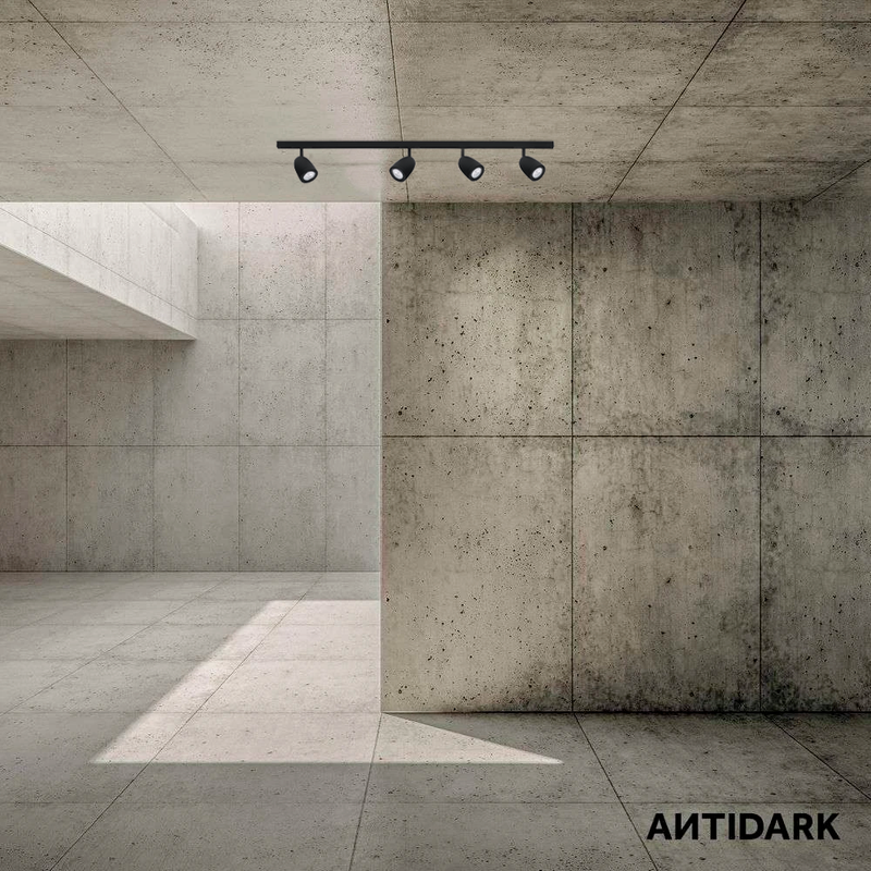 Sort Designlines Bell Kit 2m + 4 Spots i en beton foye fra Antidark lamper