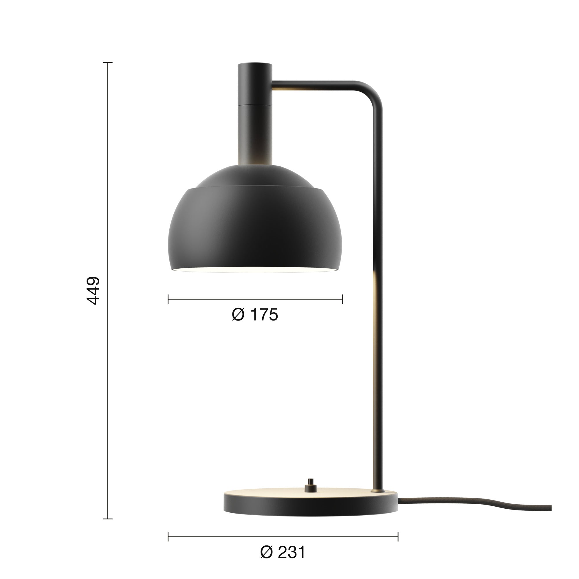 Mål på FJ Elements sort bordlampe
