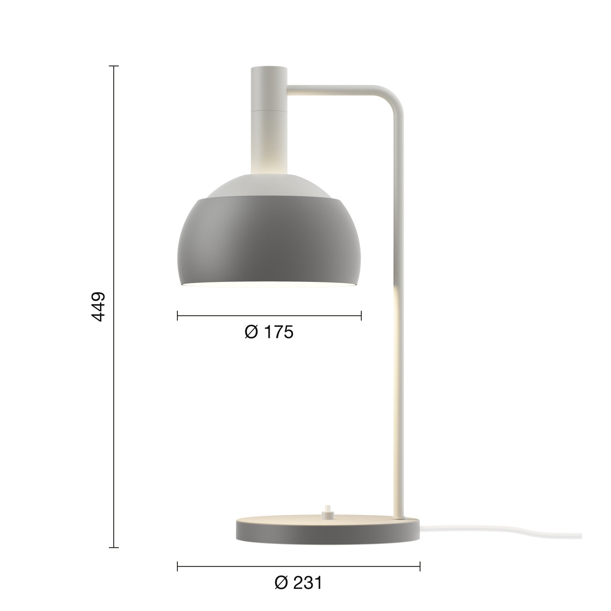 Mål på FJ Elements grå bordlampe