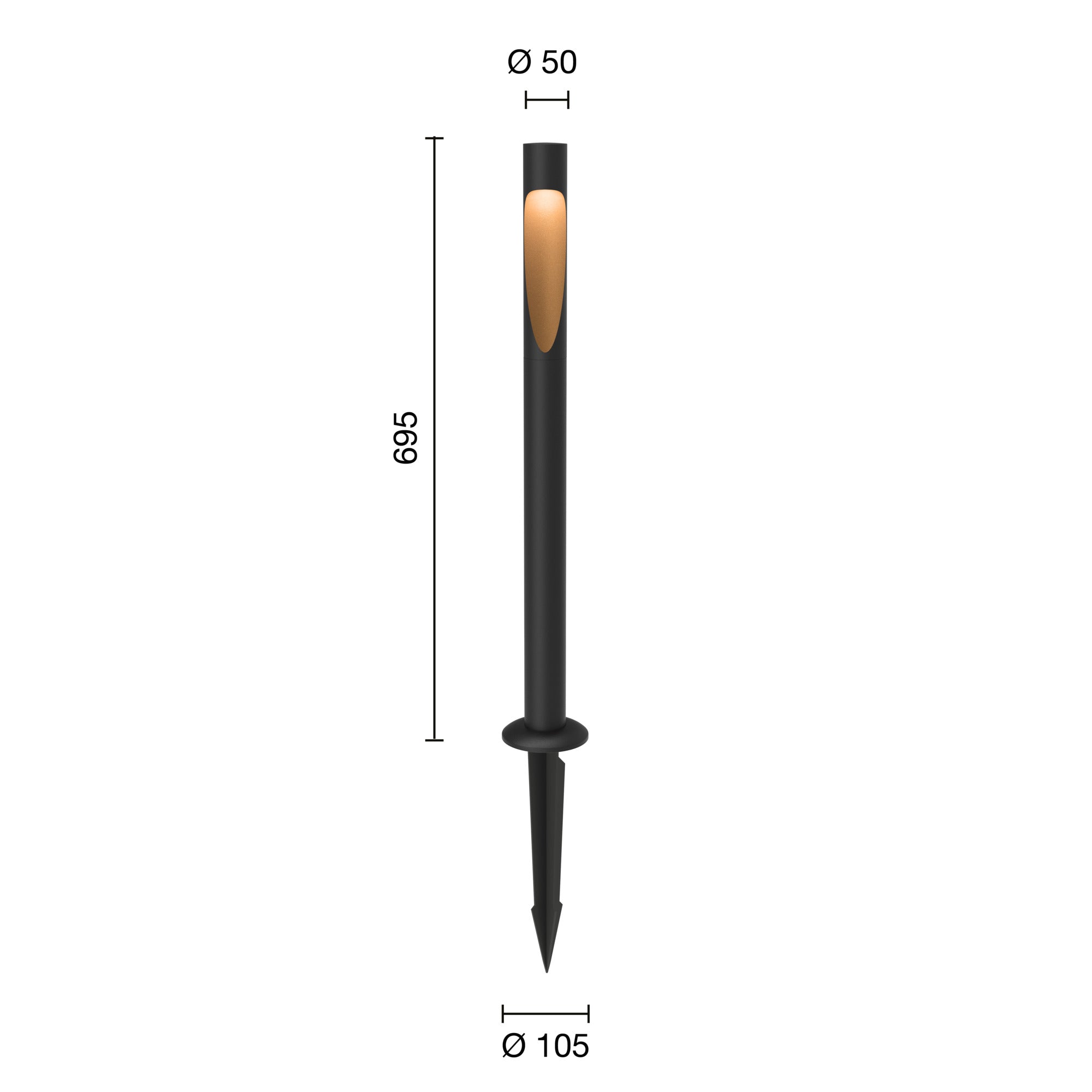 Flindt Garden Pullert Sort Høj M/Anker og U/Adapter LED 2700K