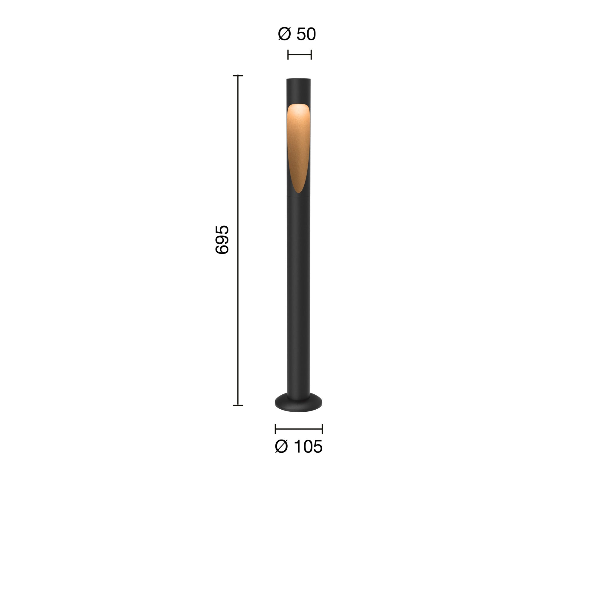 Flindt Garden Pullert Sort Lang M/Base og U/Adapter LED 3000K 6.5W