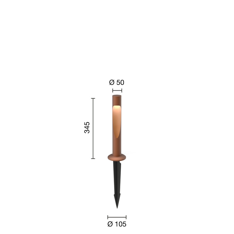 Flindt Garden Pullert Corten Lav M/Spyd og M/Adapter LED 3000K 6.5W