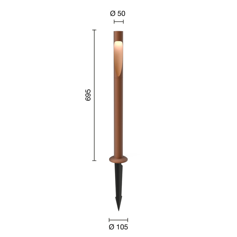 Flindt Garden Pullert Corten Høj M/Anker og U/Adapter LED 3000K 6.5W
