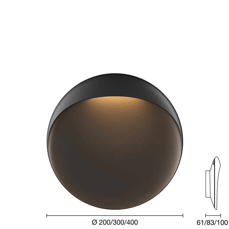 Flindt Væg Sort Ø300 LED 3000K 16W