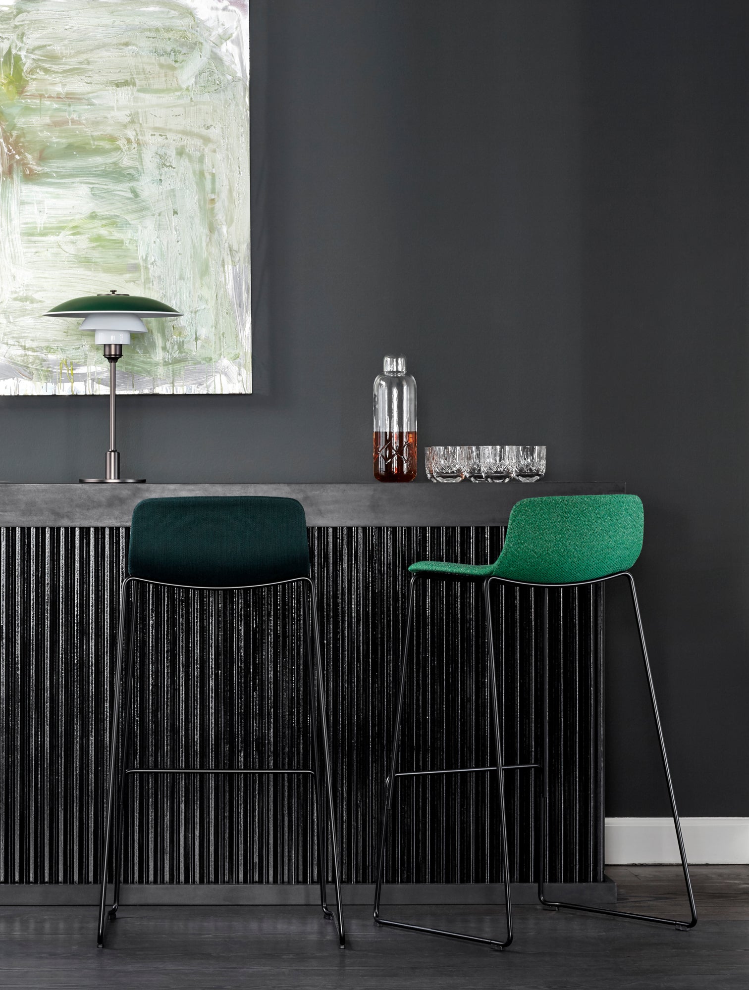 Grøn PH bordlampe fra Louis Poulsen