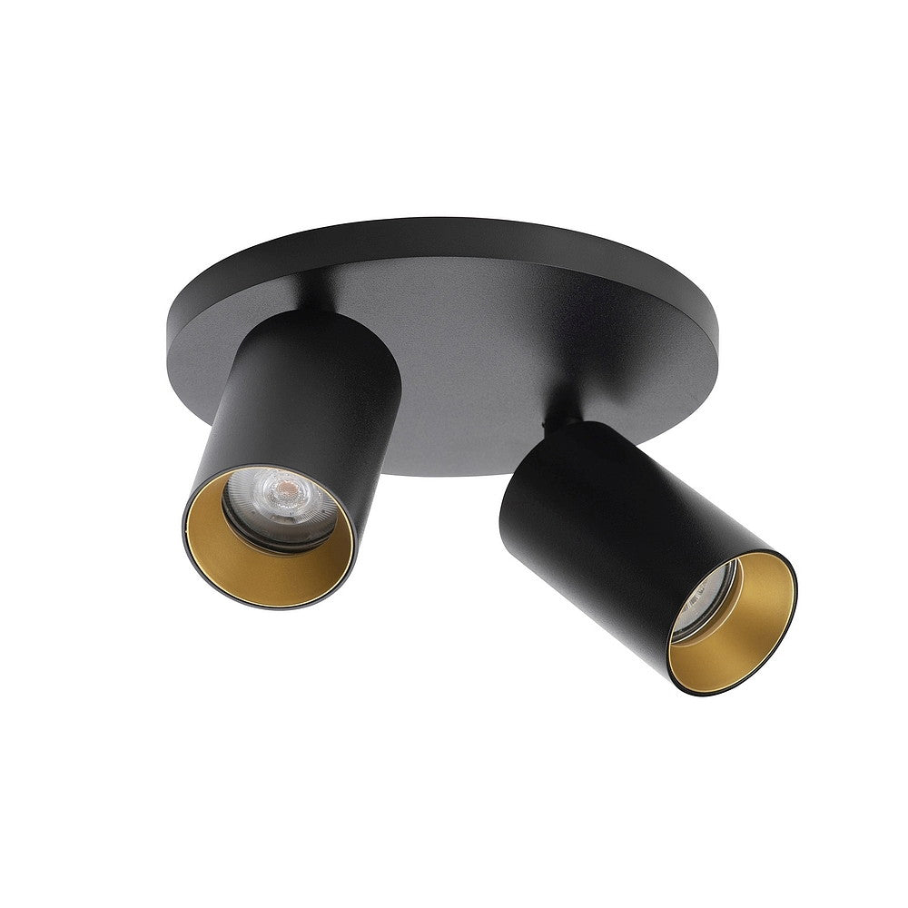 SpotOn Circle2 Loftslampe Sort med guldfarvet frontring fra Antidark