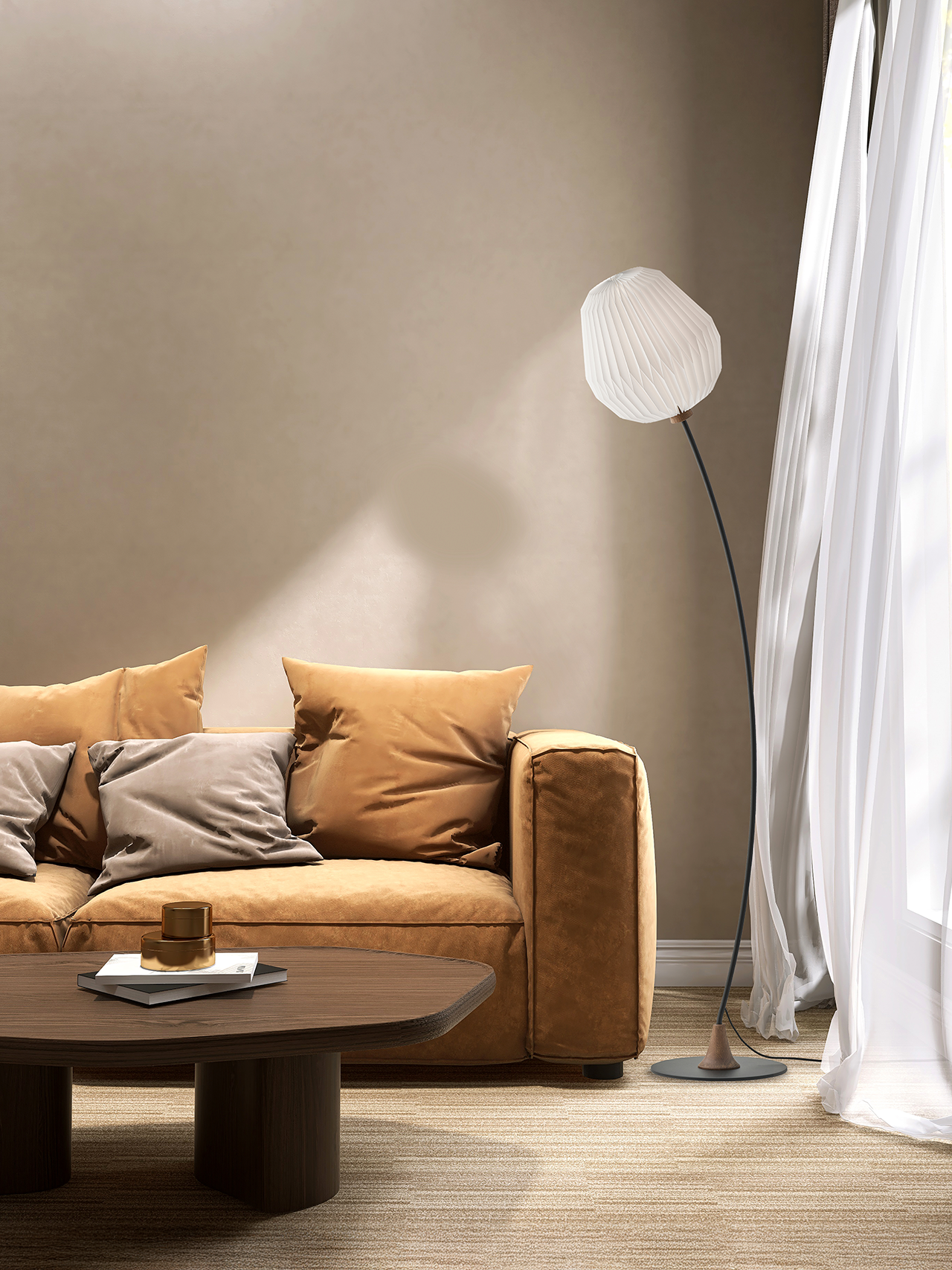LE KLINT 330 Bouquet Gulvlampe Smoked Oak Black i stue