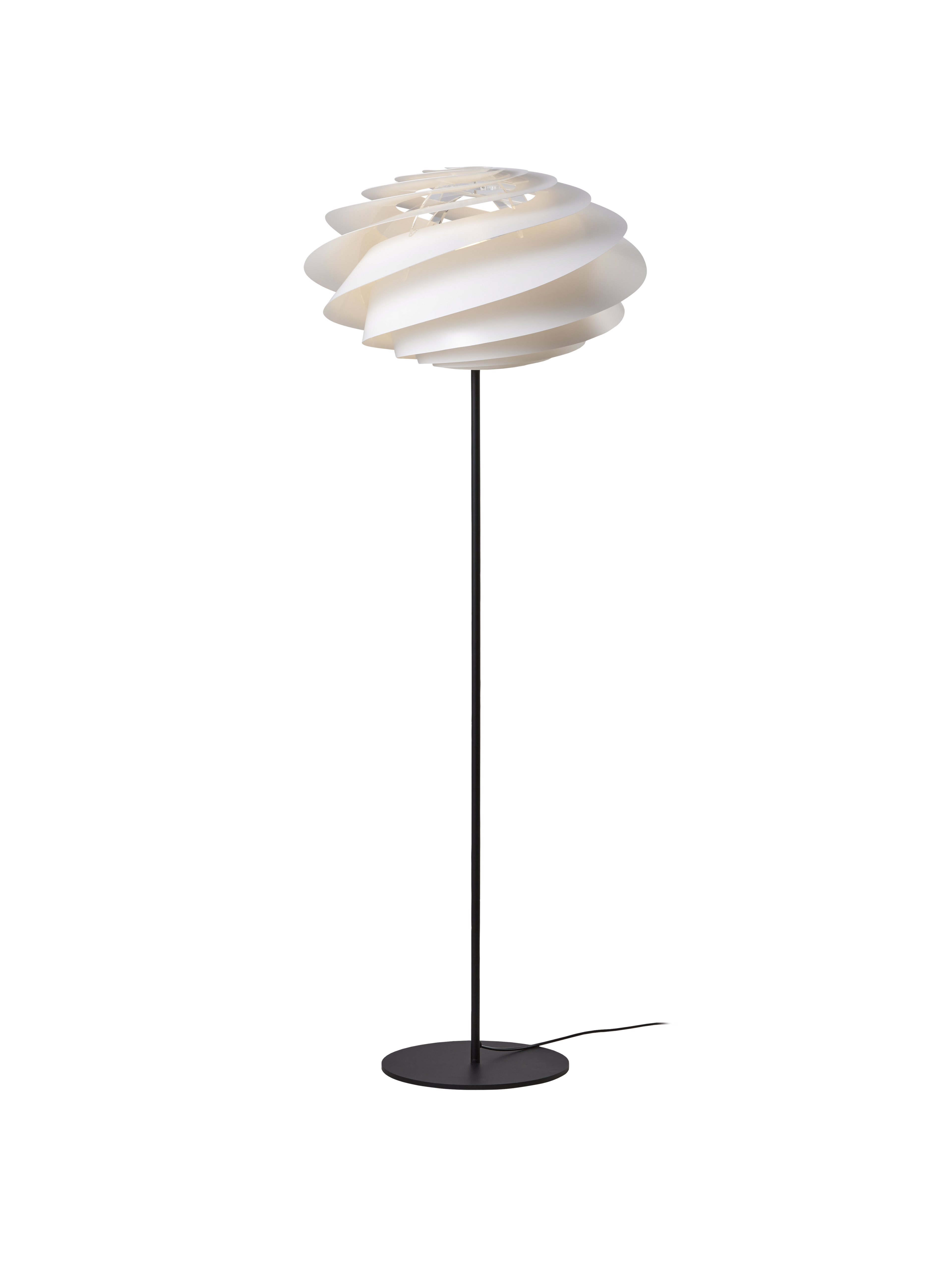 Tændt LE KLINT 331 Swirl E27 Ø50 Hvid Gulvlampe