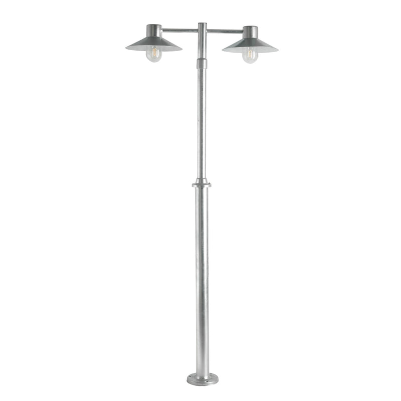 Norlys Lund Stolpe galvaniseret stål, E27 IP55 2 x 57w - Udendørslampe