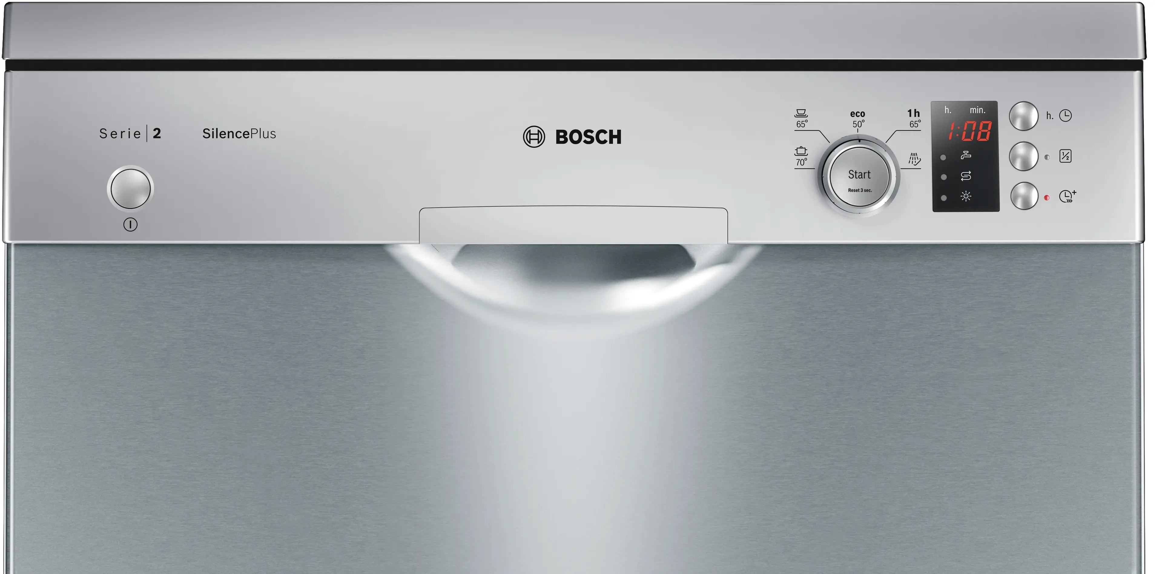 Kontrolpanelet på Bosch SMS25AI05E fritstående opvaskemaskine