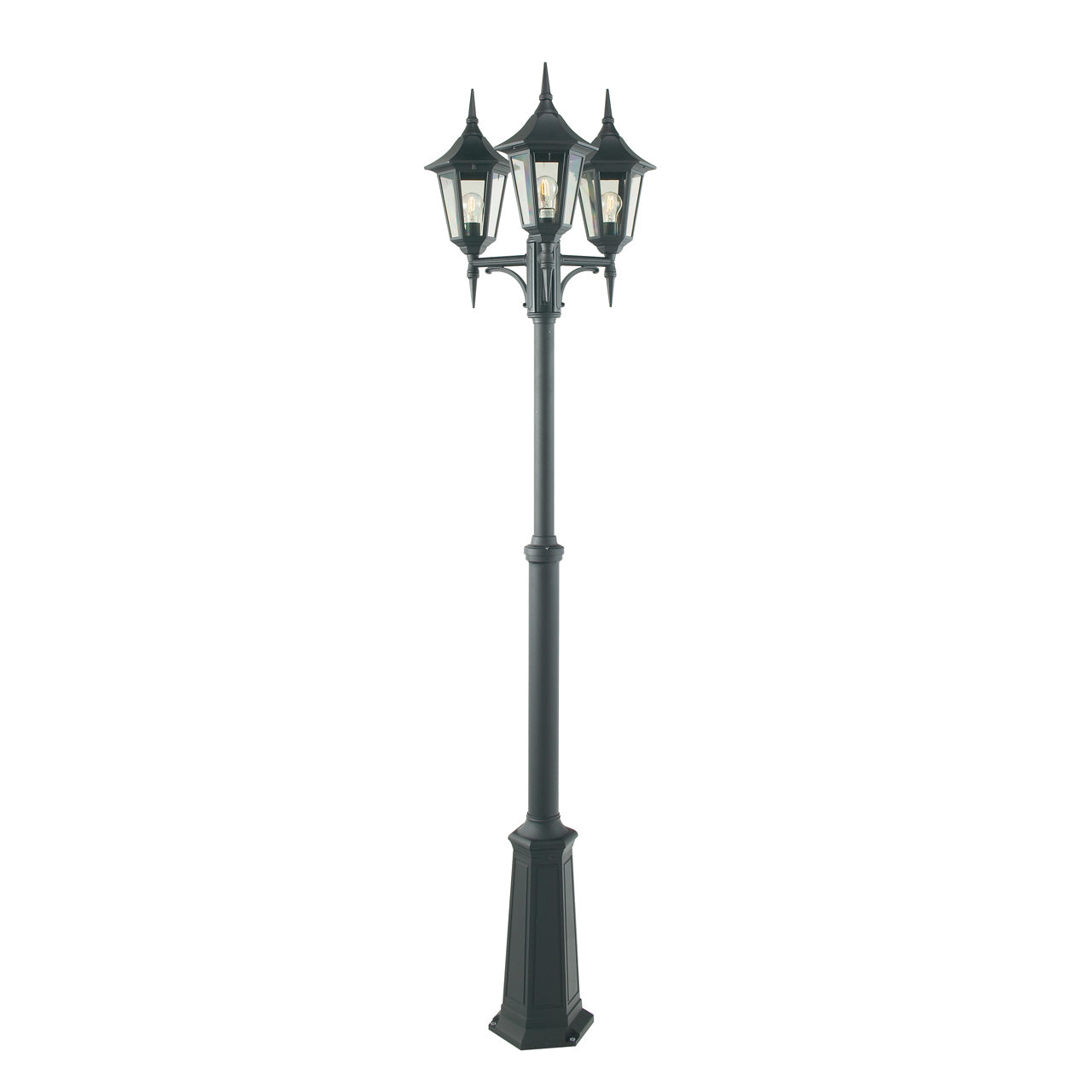 Norlys Modena Stolpe Sort, E27 IP54 3x77W - Udendørslampe