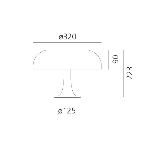 Mål på Artemide Nessino Bianco hvid bordlampe
