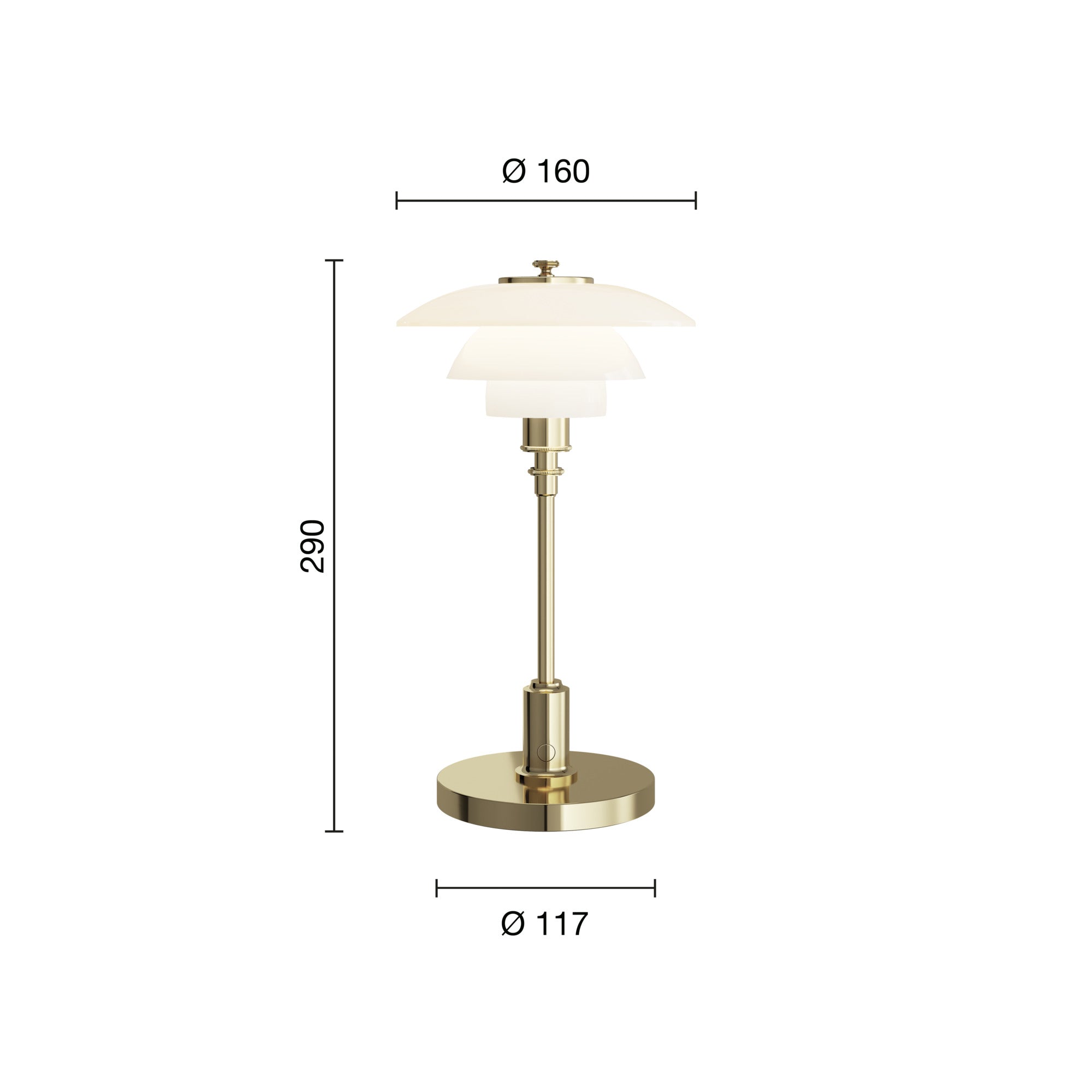 Mål på PH 1/1 Portable Lampe Metallised Brass