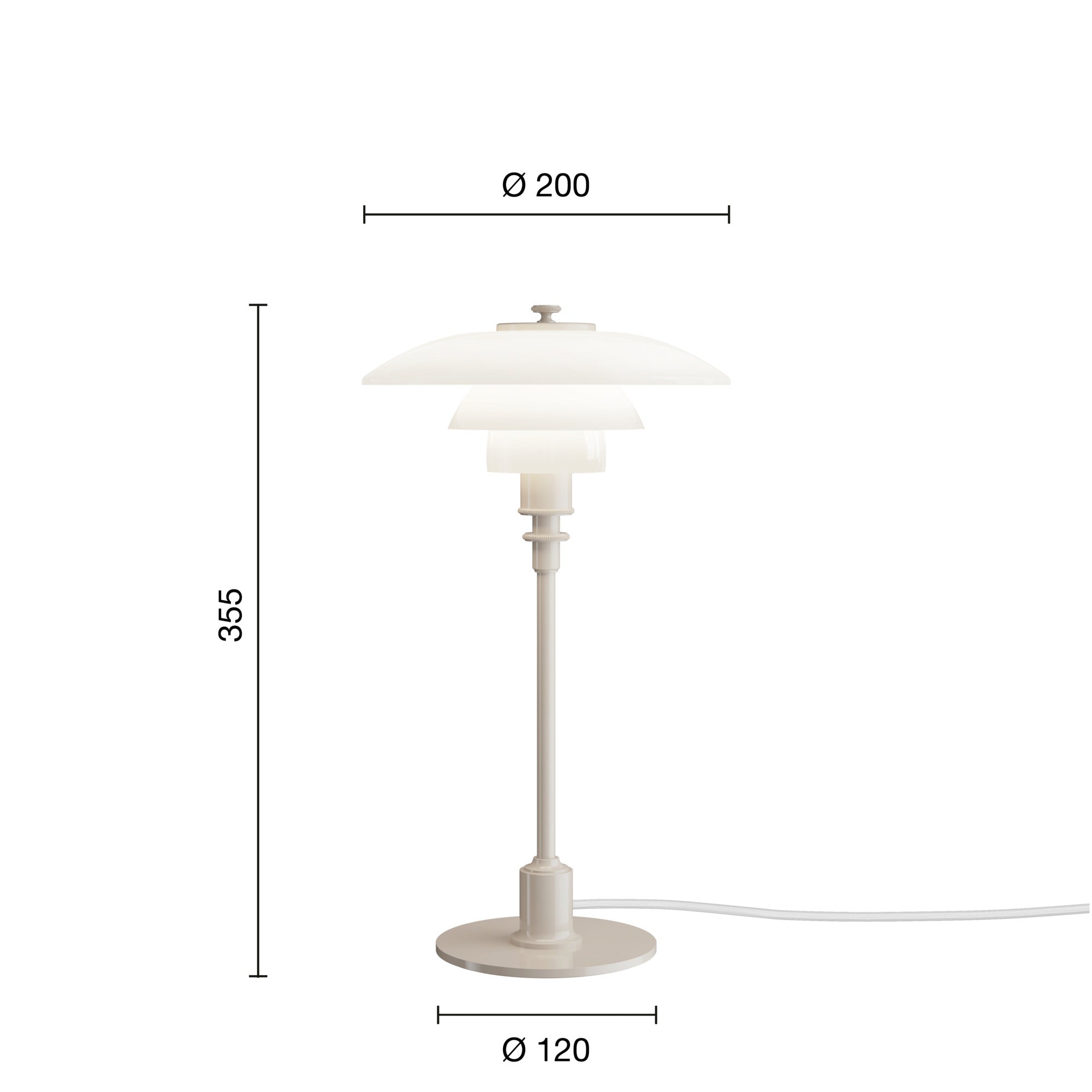 Mål på PH 2/1 Glossy Beige bordlampe