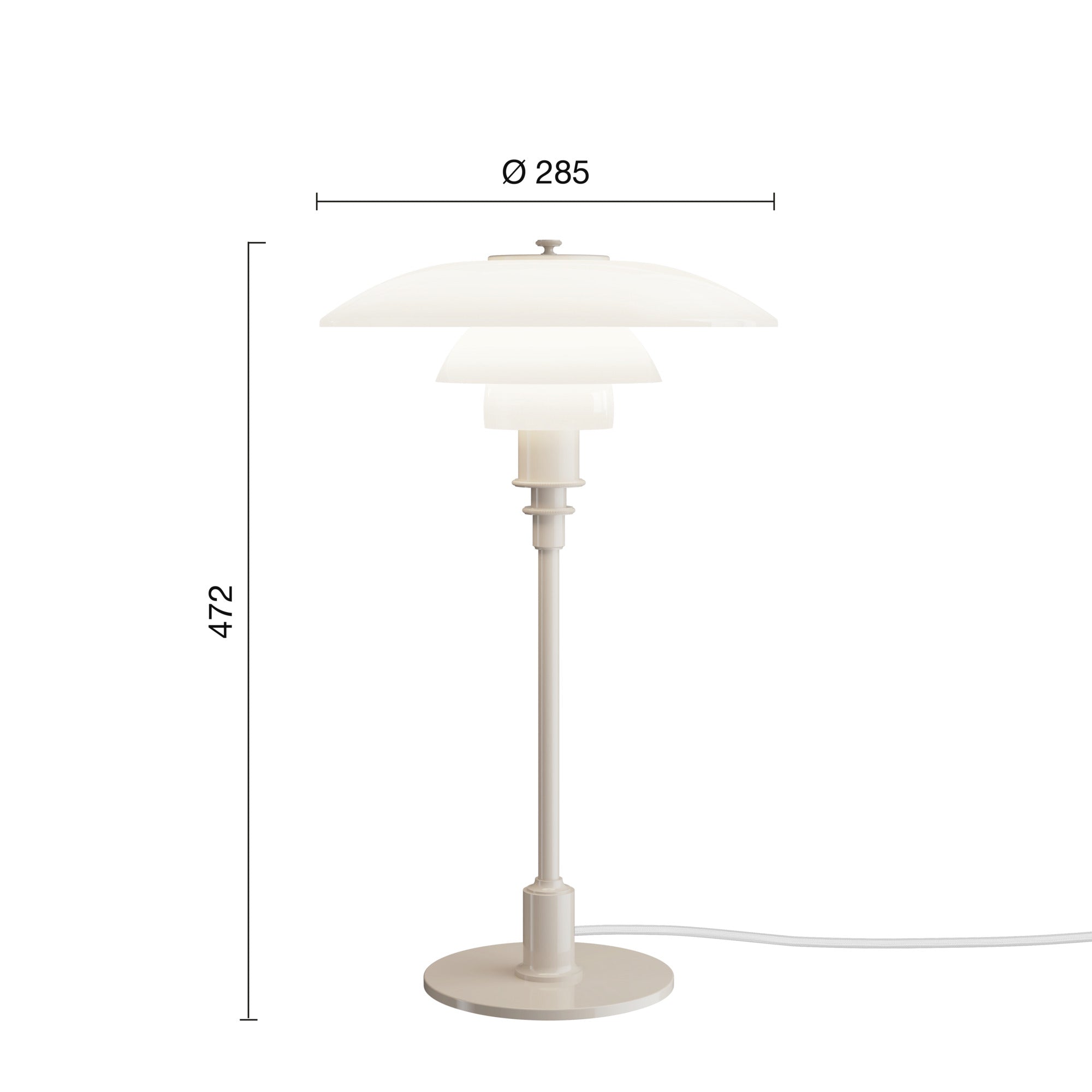 Mål på PH 3/2 Beige bordlampe