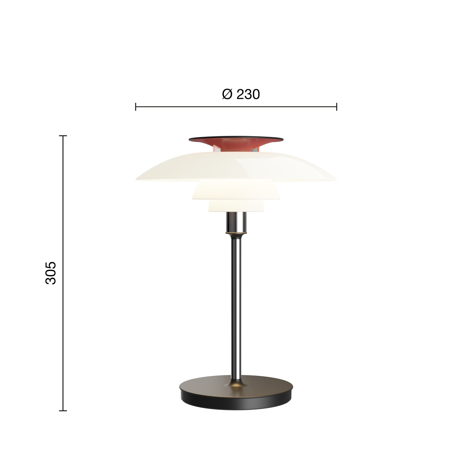 Mål på PH 80 LED Portable opal/højpoleret krom
