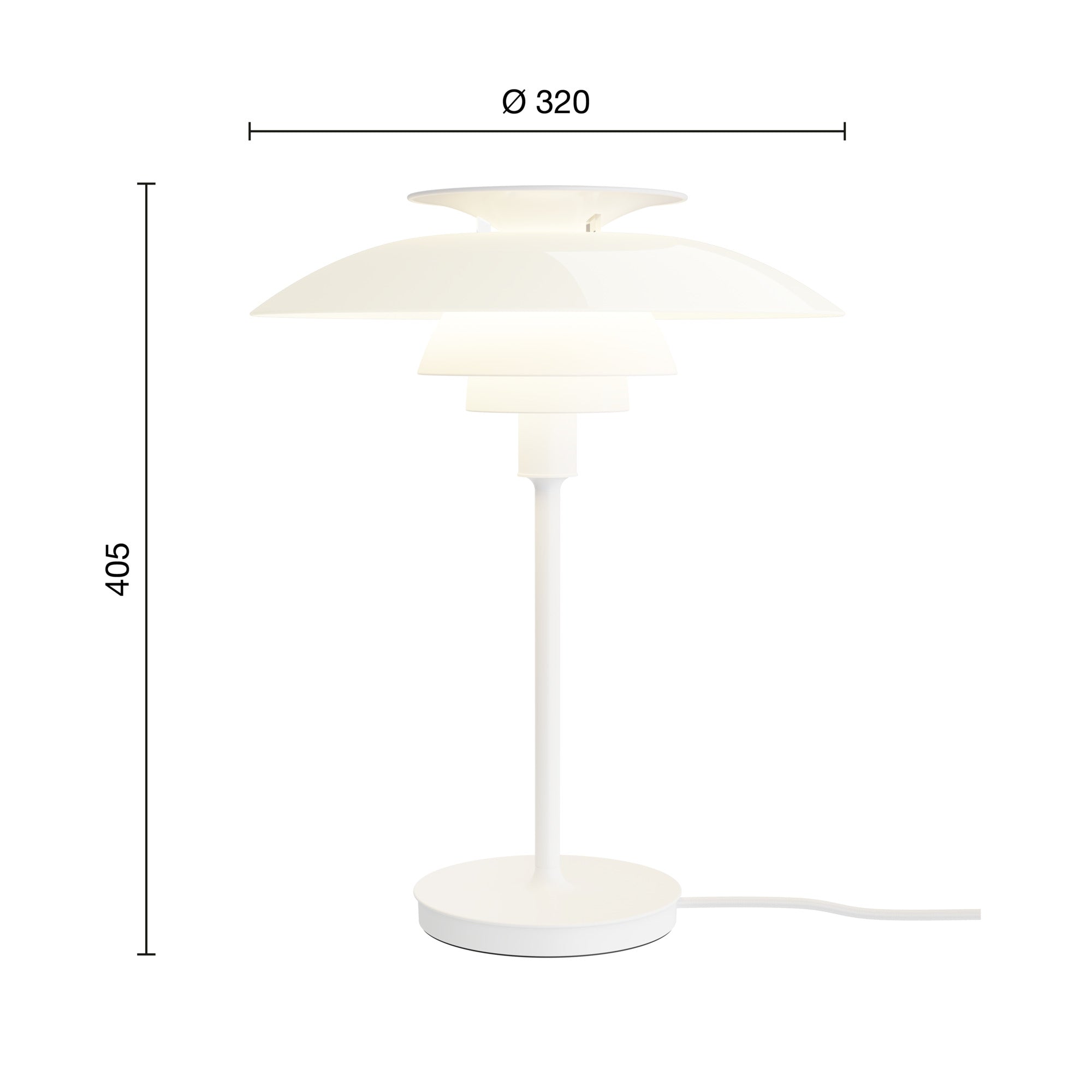 Mål på PH 80 bordlampe opal/hvid